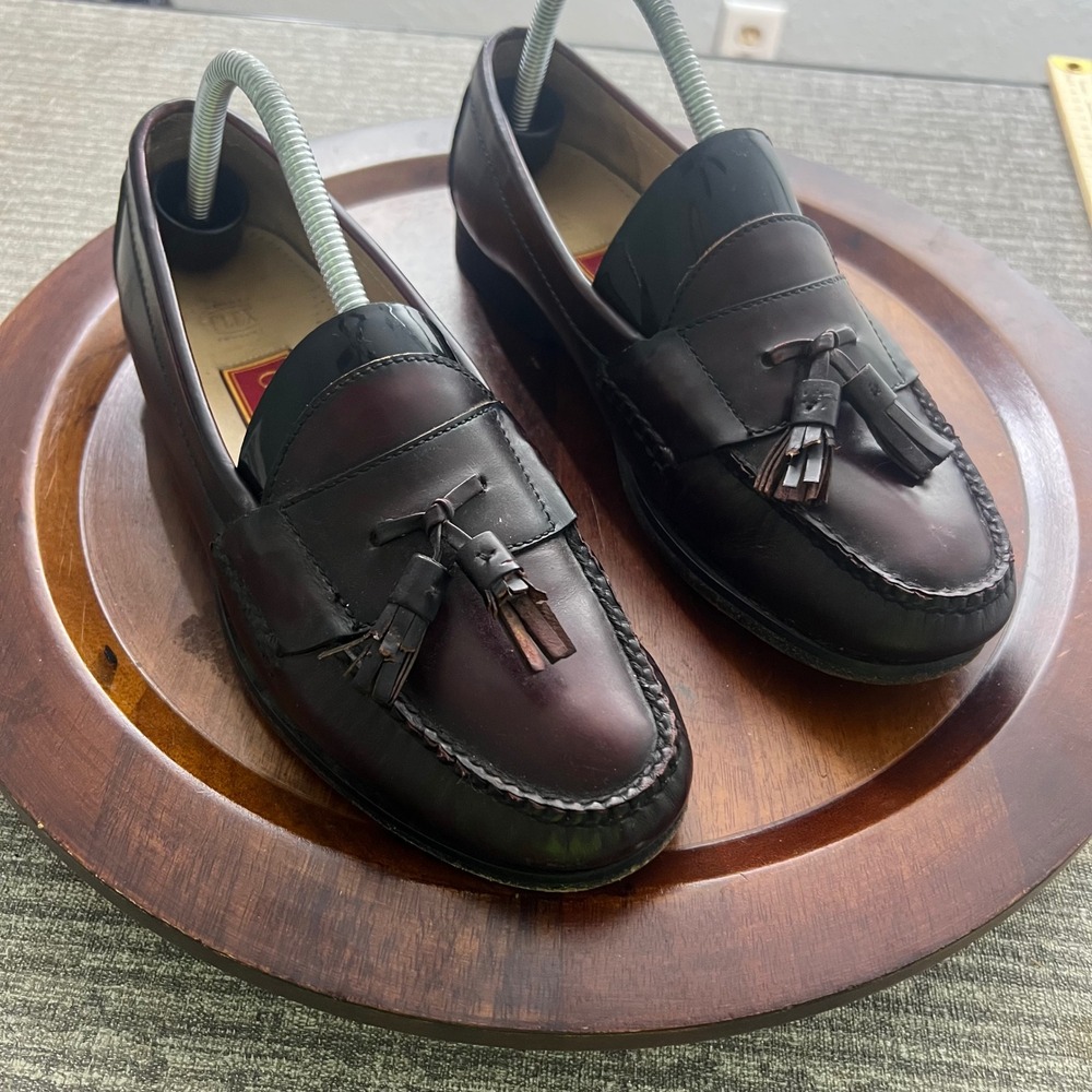 Cole Haan Tassel Loafers Men Dress Shoe Casual Flex Leather 8.5 D Burgundy